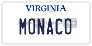 MONACO license plate in Virginia
