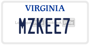 MZKEE7  license plate in VA