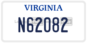N62082  license plate in VA
