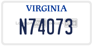 N74073  license plate in VA