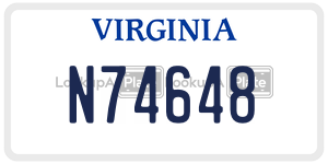 N74648  license plate in VA