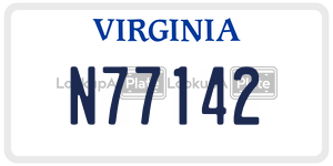 N77142  license plate in VA