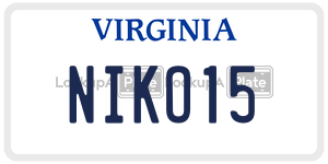 NIKO15  license plate in VA