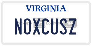NOXCUSZ license plate in Virginia