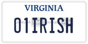 O1IRISH  license plate in VA