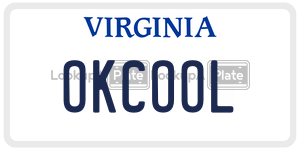 OKCOOL  license plate in VA