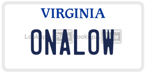 ONALOW license plate in Virginia