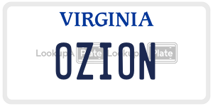 OZION license plate in Virginia