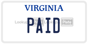 PAID  license plate in VA