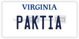 PAKTIA  license plate in VA