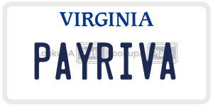 PAYRIVA  license plate in VA