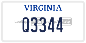 Q3344  license plate in VA