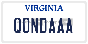 QONDAAA  license plate in VA