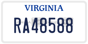 RA48588  license plate in VA