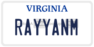 RAYYANM license plate in Virginia
