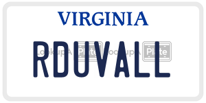 RDUVALL license plate in Virginia