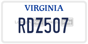 RDZ507  license plate in VA