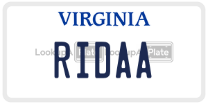 RIDAA  license plate in VA