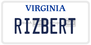 RIZBERT  license plate in VA