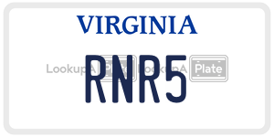 RNR5  license plate in VA