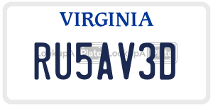 RU5AV3D license plate in Virginia
