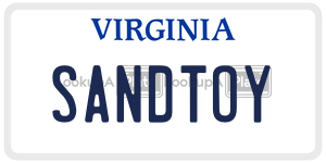 SANDTOY license plate in Virginia