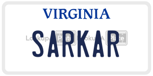 SARKAR  license plate in VA