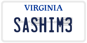 SASHIM3 license plate in Virginia