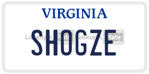 SHOGZE  license plate in VA