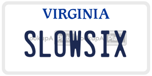 SLOWSIX license plate in Virginia