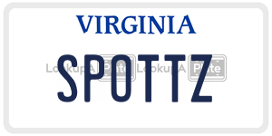 SPOTTZ license plate in Virginia