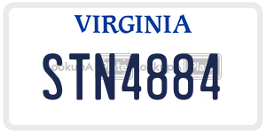 STN4884  license plate in VA