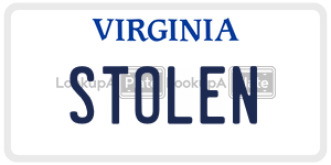 STOLEN  license plate in VA
