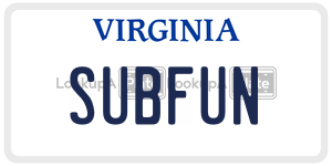 SUBFUN  license plate in VA