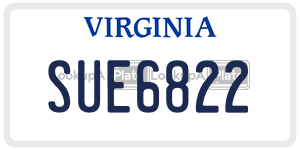 SUE6822  license plate in VA