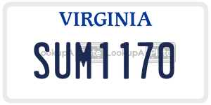 SUM1170  license plate in VA