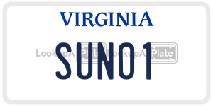 SUNO1  license plate in VA