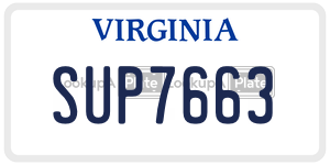 SUP7663  license plate in VA