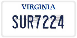SUR7224  license plate in VA