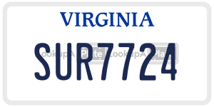 SUR7724  license plate in VA