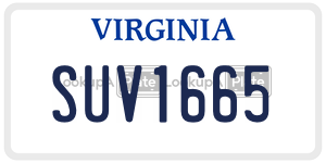 SUV1665  license plate in VA