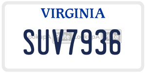 SUV7936  license plate in VA