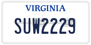 SUW2229  license plate in VA