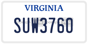 SUW3760  license plate in VA