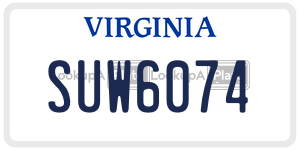 SUW6074  license plate in VA