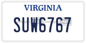 SUW6767  license plate in VA