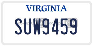 SUW9459  license plate in VA