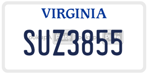 SUZ3855  license plate in VA