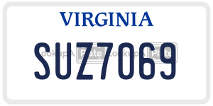 SUZ7069  license plate in VA
