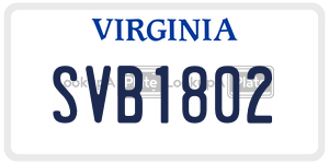 SVB1802  license plate in VA